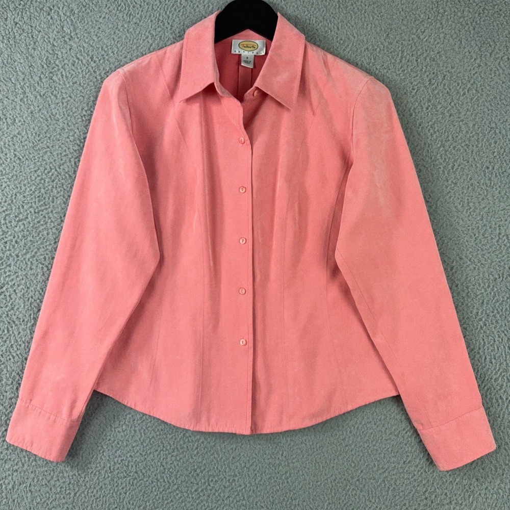 Vintage Talbots Shirt Womens SP Coral Faux Suede Button Up Long Sleeve Soft Top